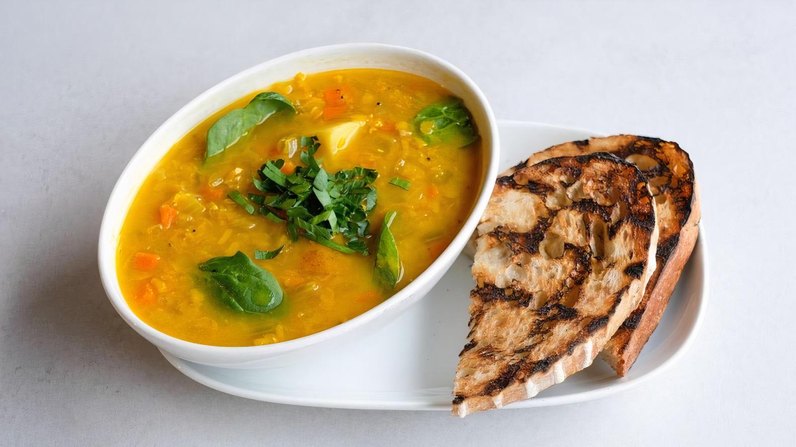 RED LENTIL and GREENS SOUP (LARGE BOWL) (GF*,NF,V)