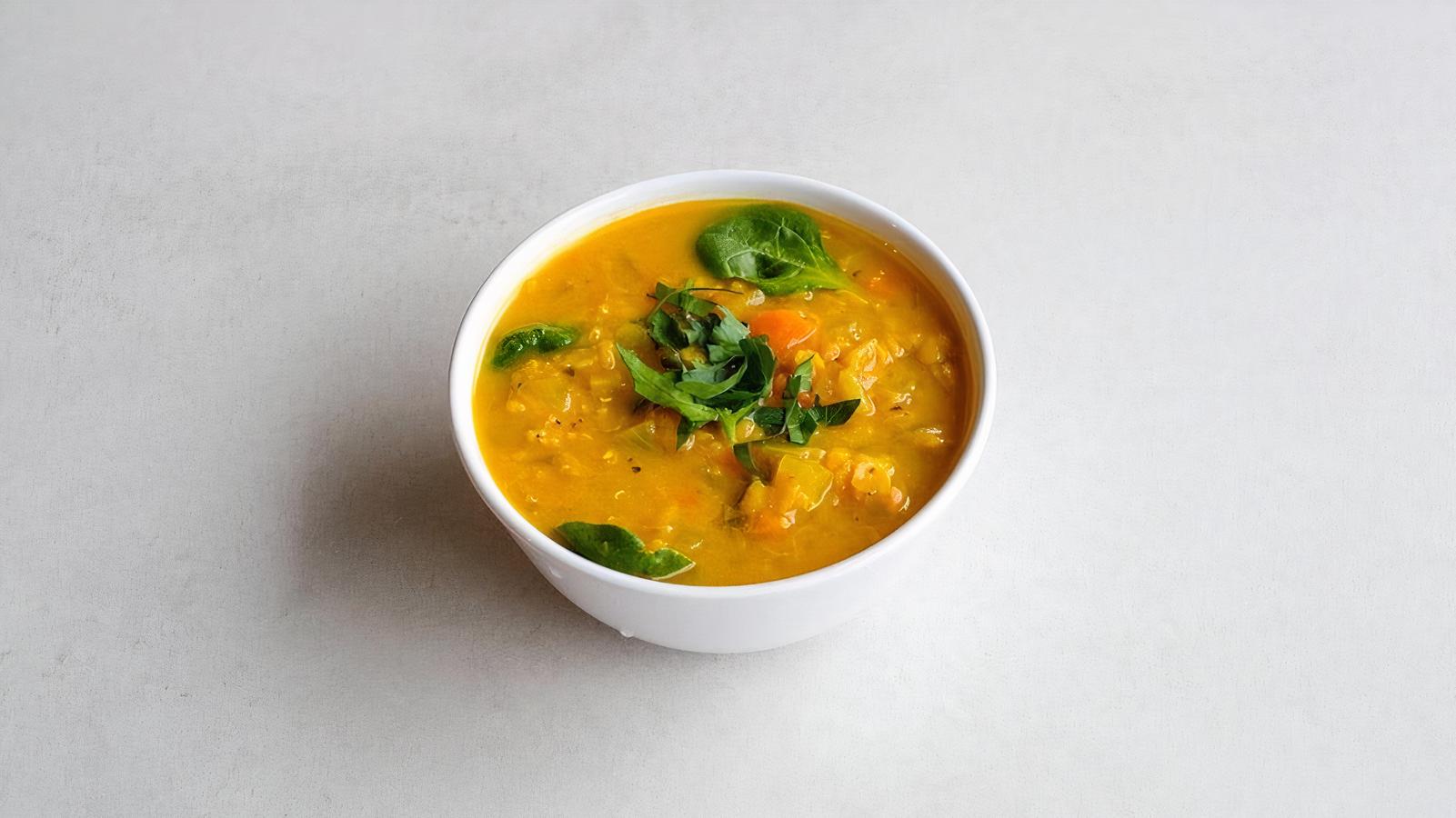 RED LENTIL and GREENS SOUP (MEDIUM CUP) (GF*,NF,V)