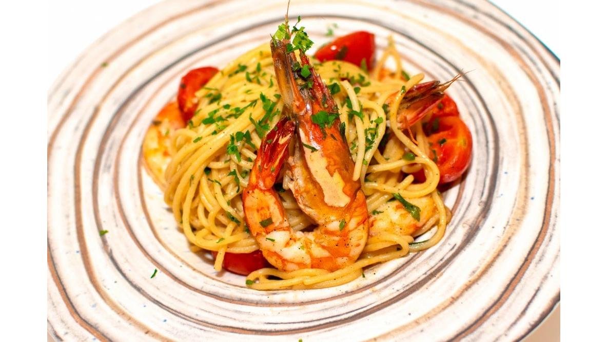 Spaghetti Aglio Olio e Peperoncino con Gamberi