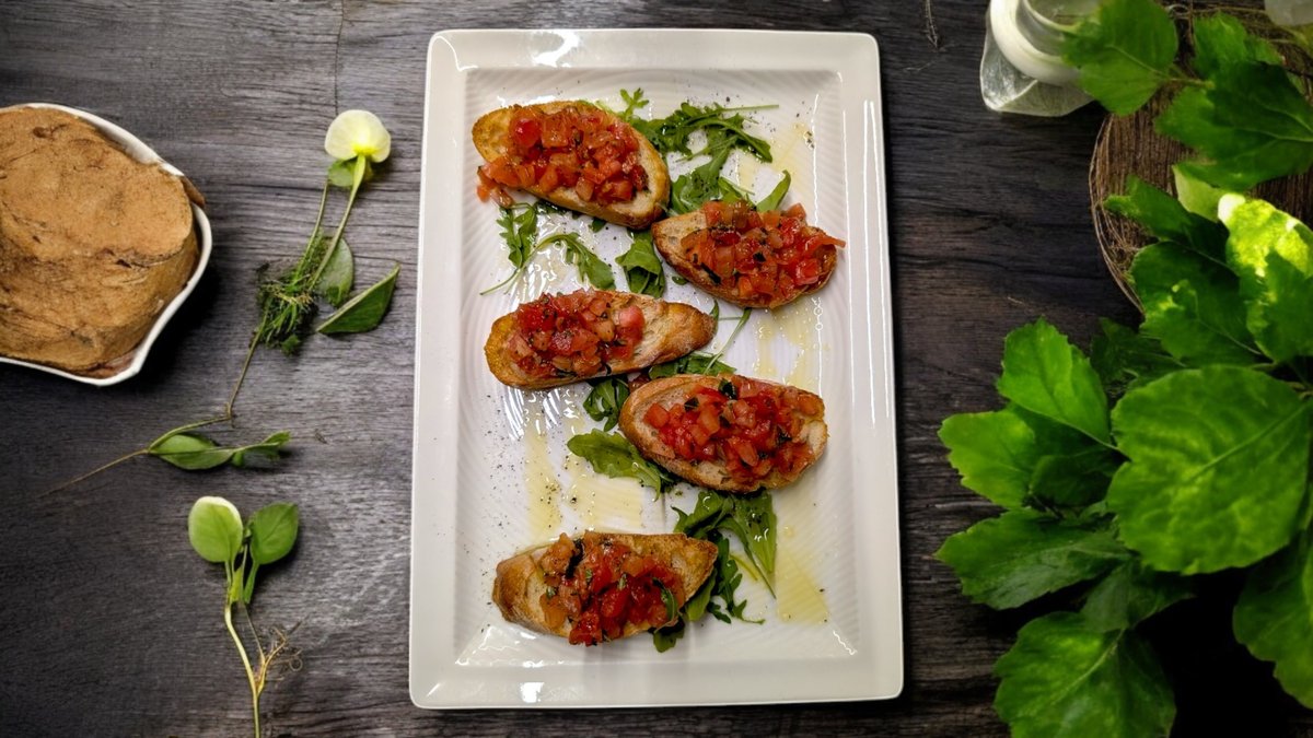 Klasszikus paradicsomos Bruschetta bazsalikommal