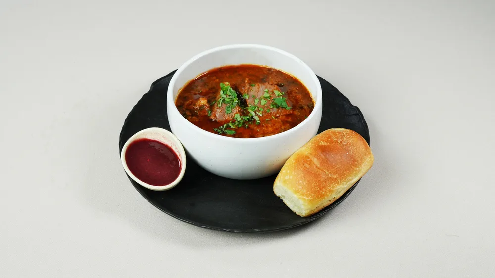 Soup-Kharcho with tkemali + bread
