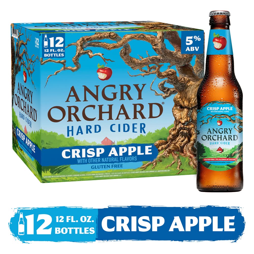 Angry Orchard Gluten Free Hard Cider, Crisp Apple (12 x 12 fl oz)