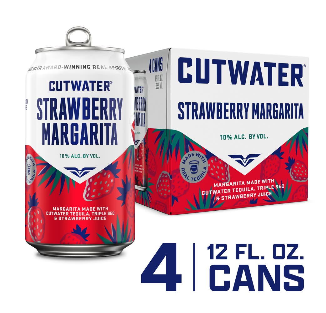 Cutwater Margarita Tequila, Strawberry (4 x 12 fl oz)