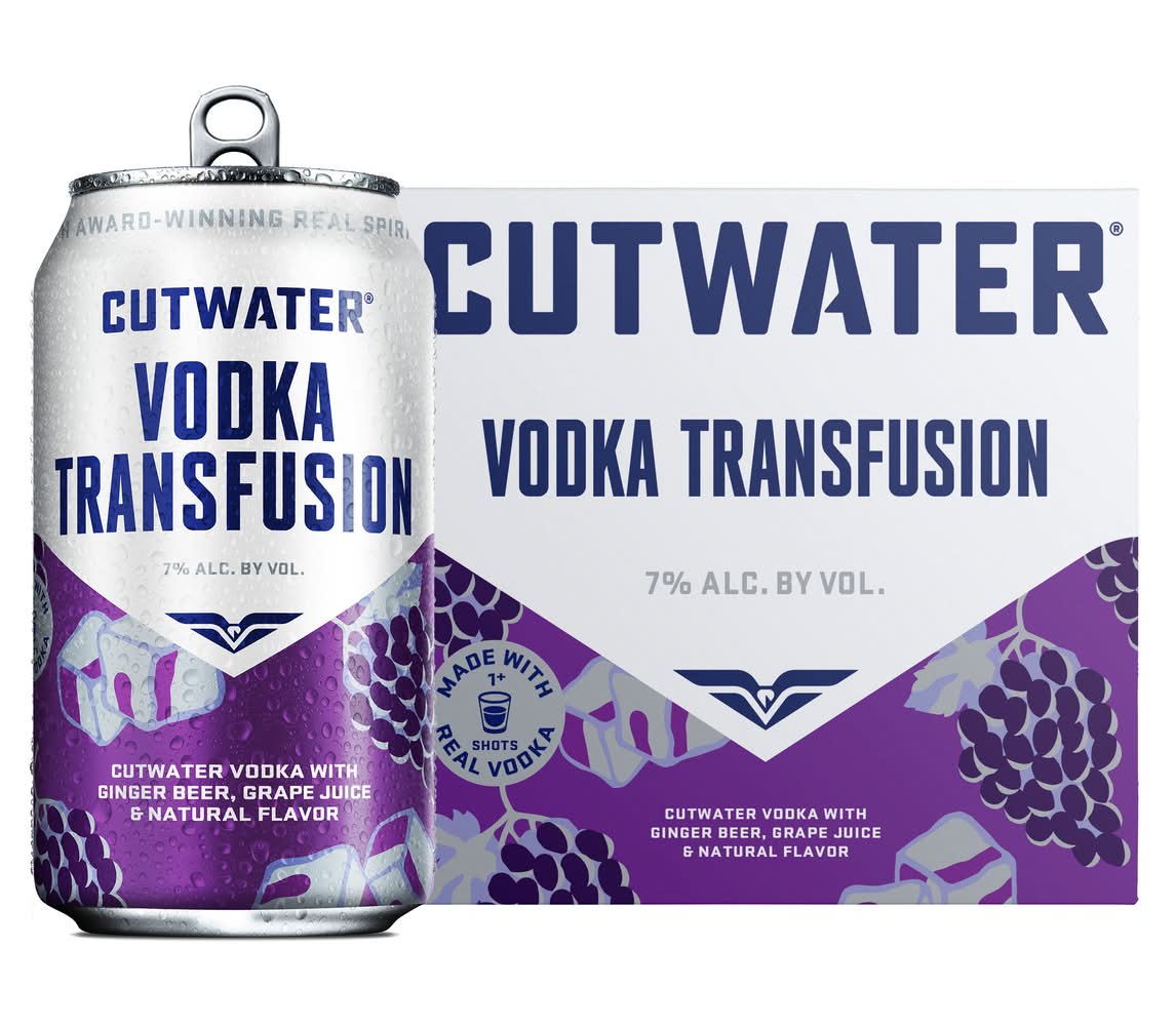 Cutwater Spirits Transfusion Vodka, Ginger-Grape (4 x 12 fl oz)