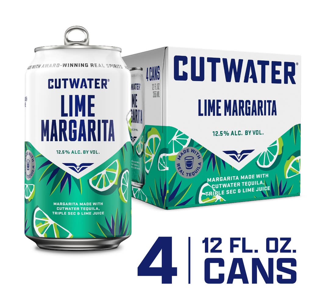 Cutwater Tequila Drink, Lime Margarita (4 x 12 fl oz)