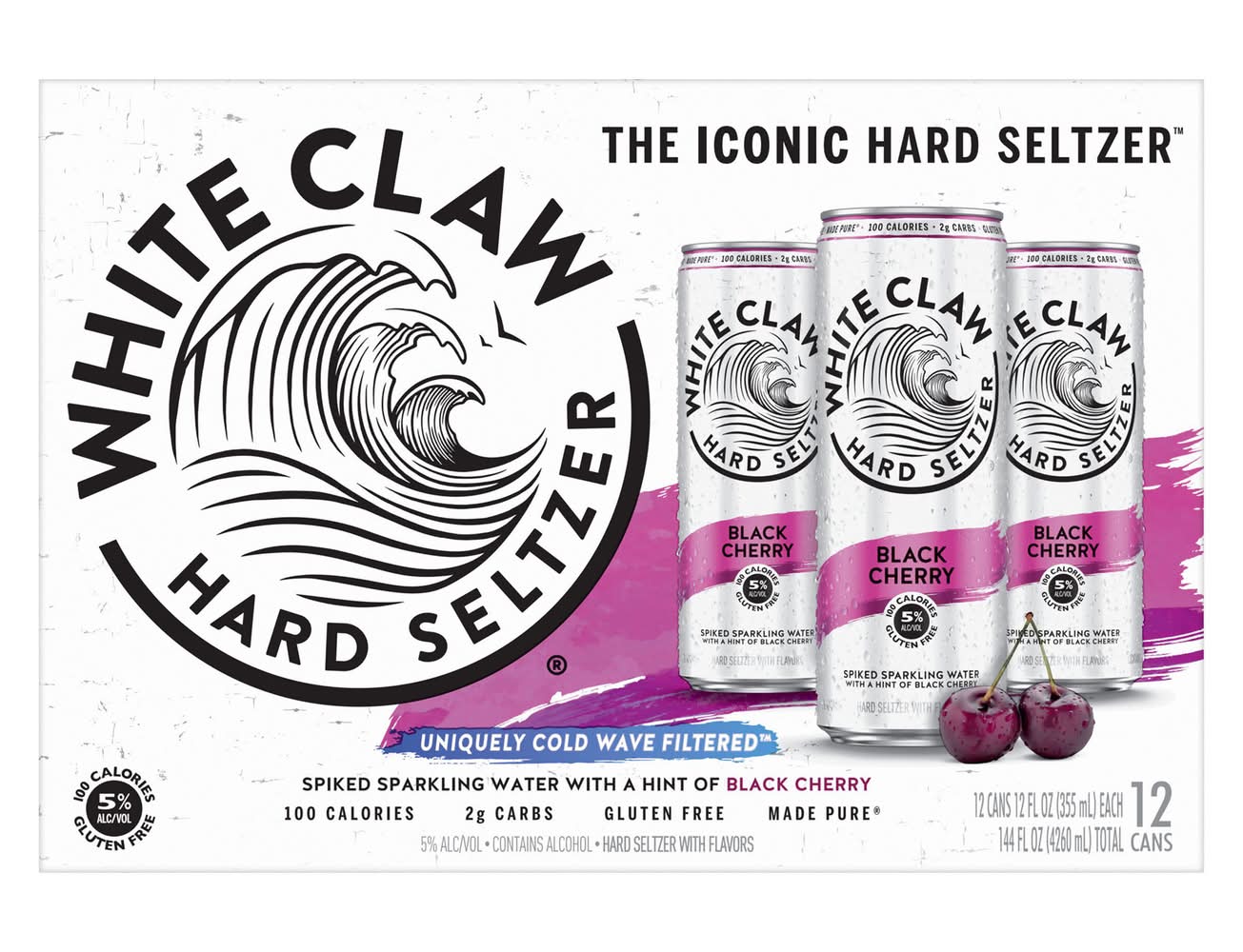 White Claw The Iconic Hard Seltzer, Black Cherry (12 x 12 fl oz)