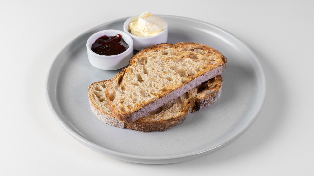 Toast, butter and jam