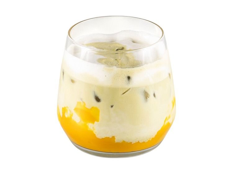 Matcha mango latte