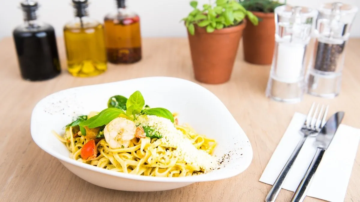 PASTA SCAMPI E SPINACI