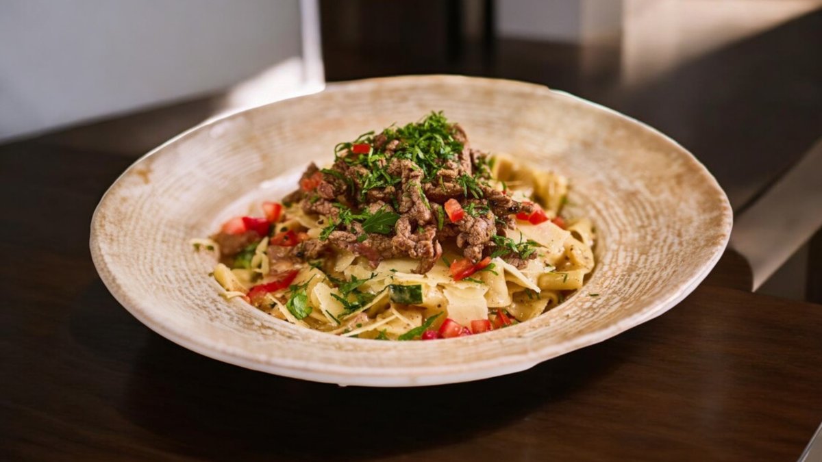 Tejszínes szarvasgombás pappardelle,