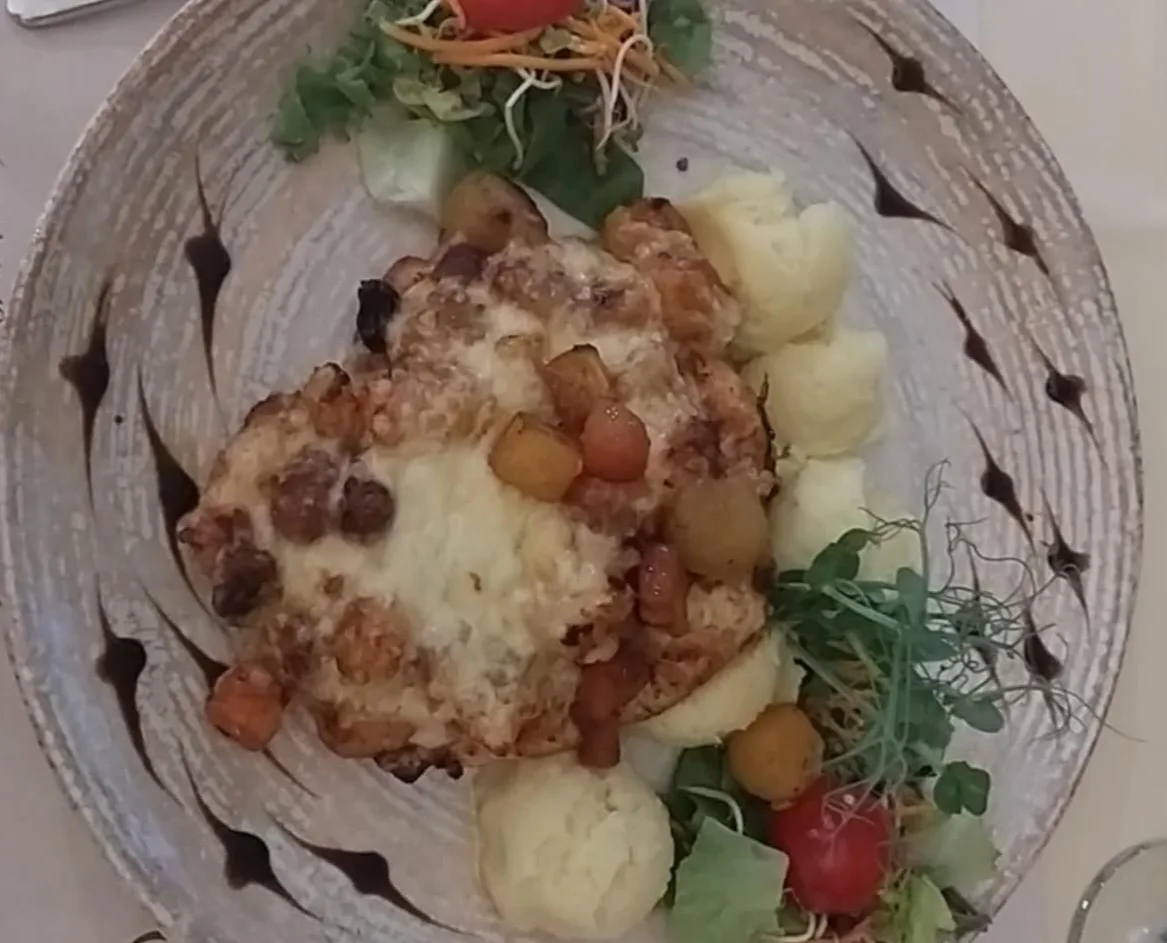 Mediterrán Csirkemell ragu, burgonyapürével