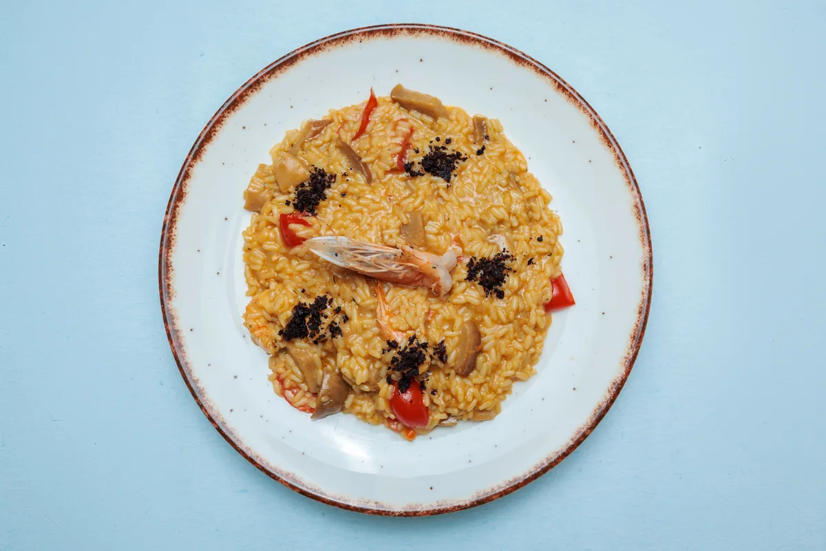 Rizoto me Kërpurdha Porchini and Karkalec