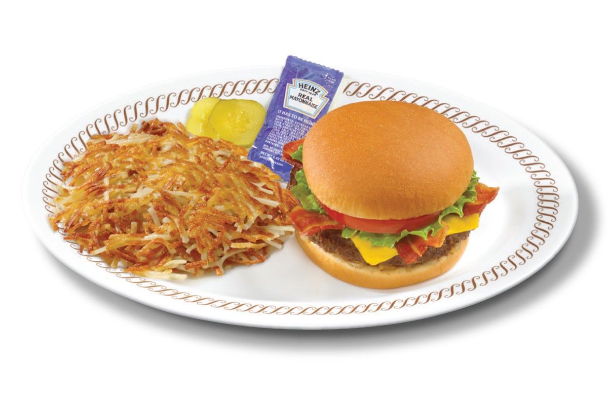 ANGUS 1/4-LB BACON HAMBURGER DELUXE with HASHBROWNS
