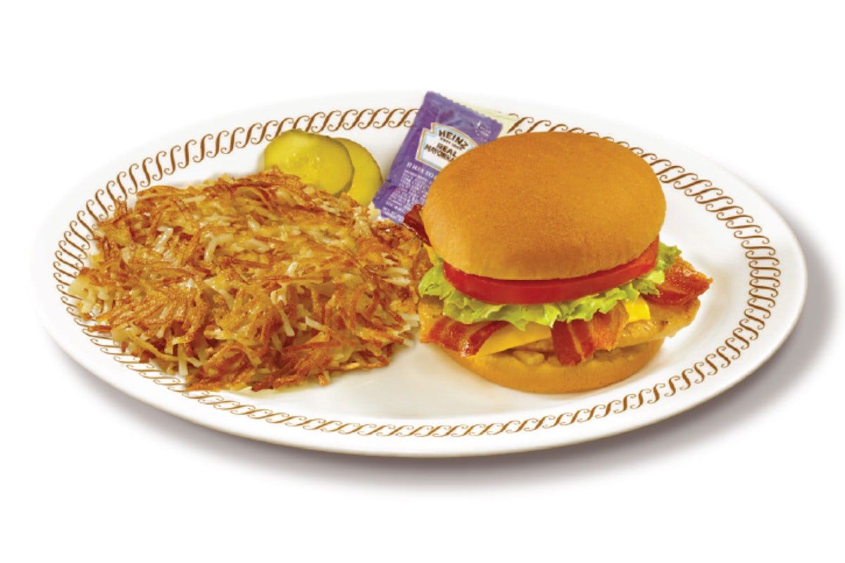 CHICKEN BACON SANDWICH DELUXE with HASHBROWNS