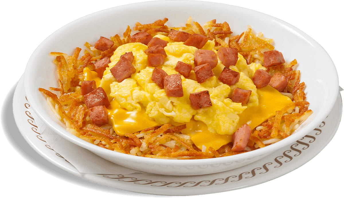 HAM EGG and CHEESE HASHBROWN BOWL