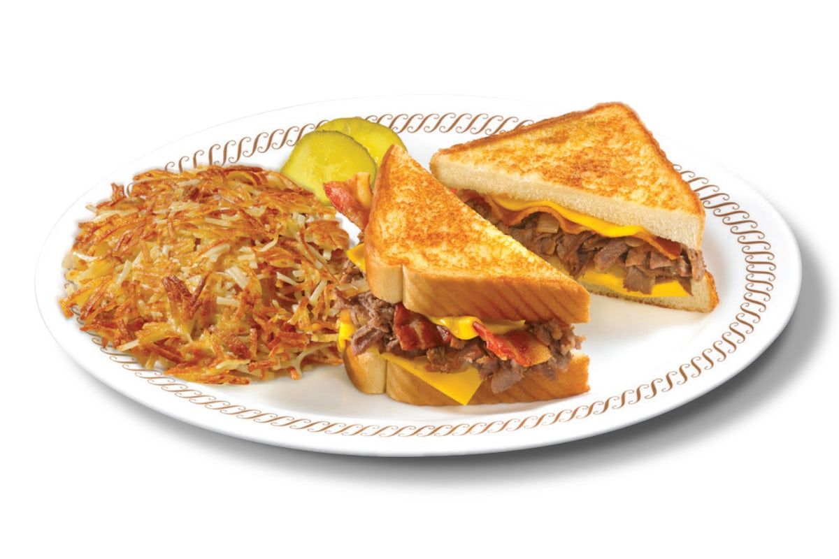 TEXAS BACON CHEESESTEAK MELT with HASHBROWNS