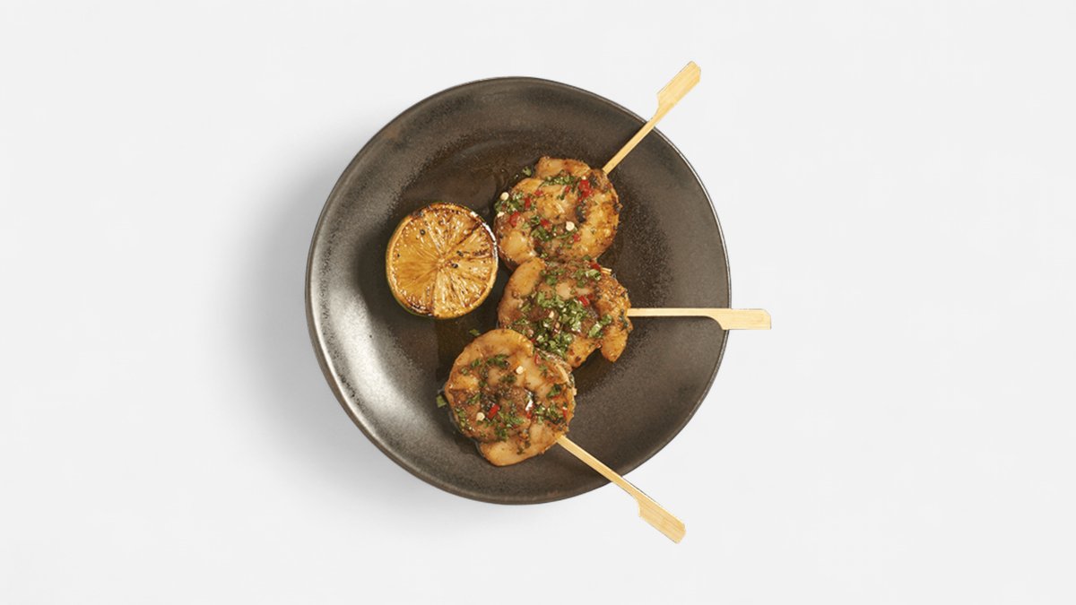 Lollipop prawn kushiyaki