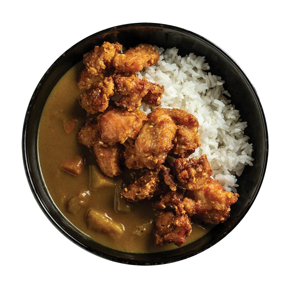 Japán curry párolt rizzsel és gyömbéres csirkével, daikon salátával