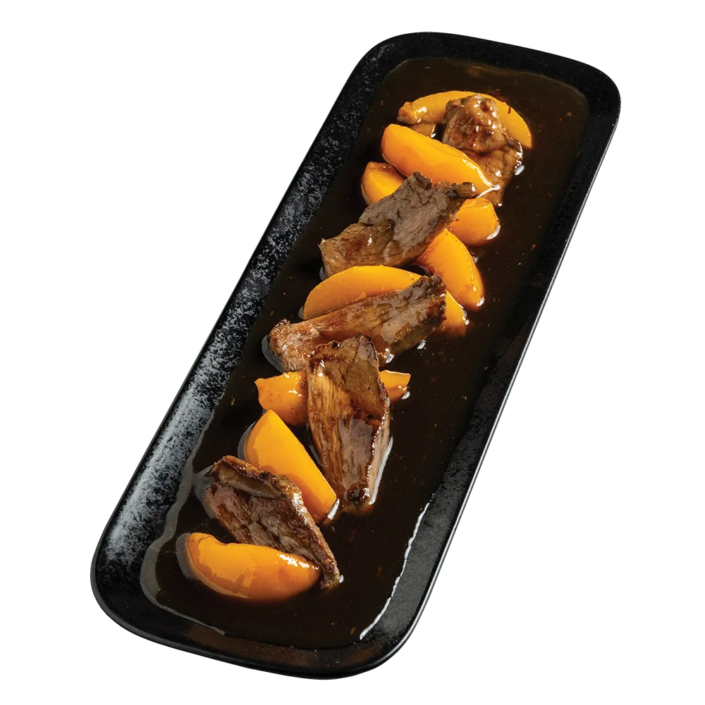Szójás barackkal pirított sous vide kacsamell
