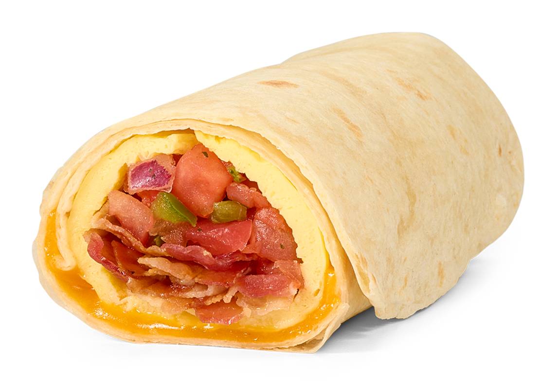 Bacon and Egg Omelet Breakfast Burrito