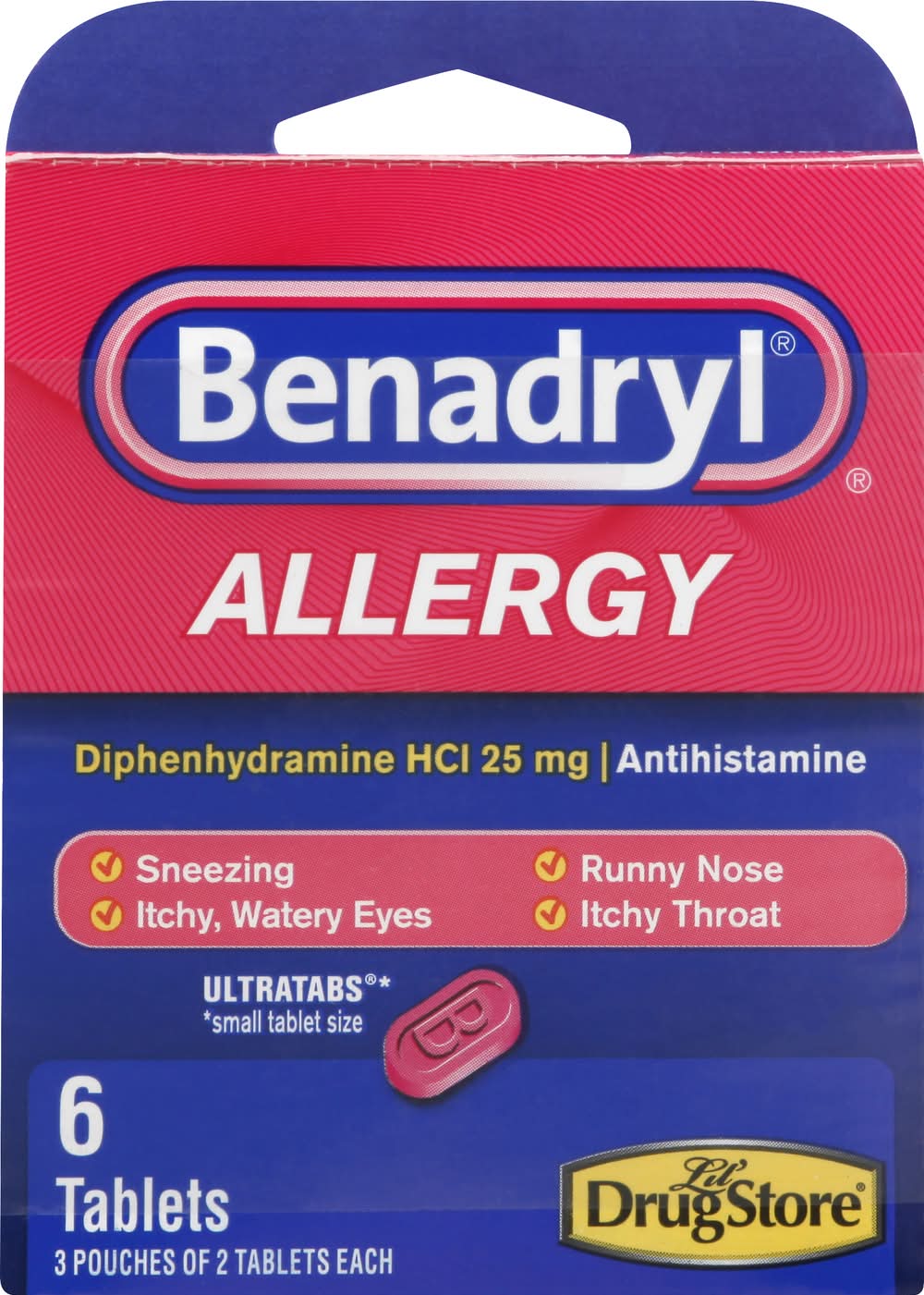 Benadryl Ultratabs Antihistamine Allergy Relief Tablets 25 mg (6 ct)