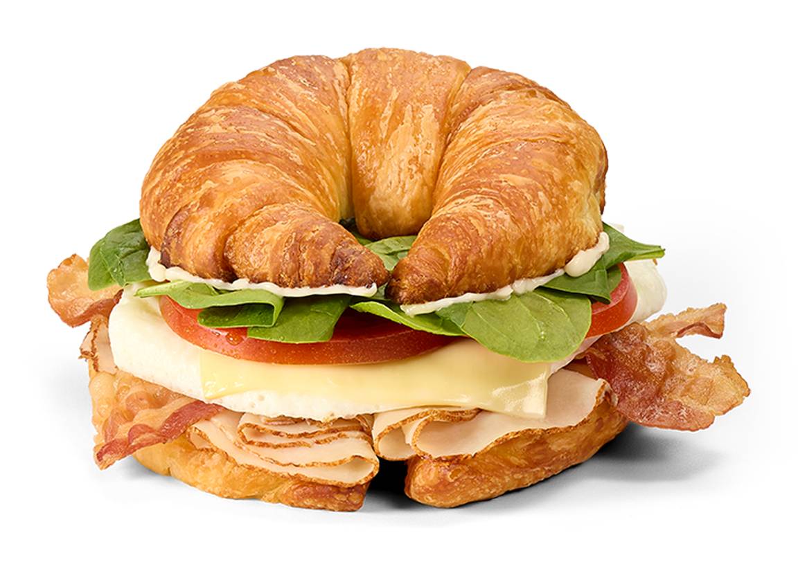 Egg White Omelet and Oven Roasted Turkey Club Croissant Sandwich