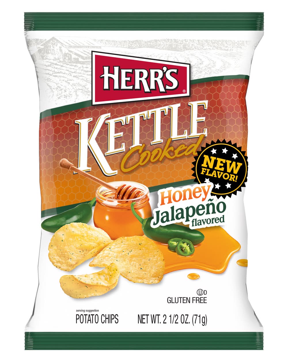 Herr's Kettle Cooked Potato Chips, Honey Jalapeno (2.5 oz)