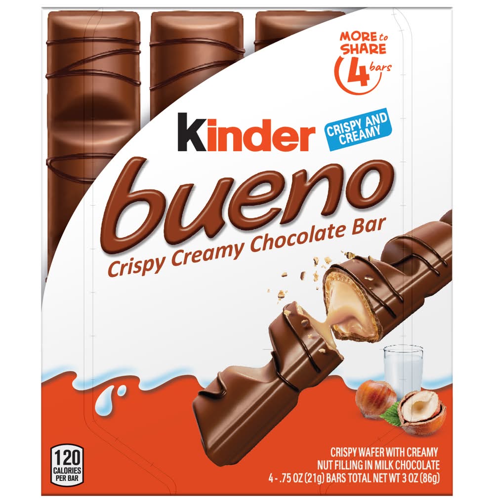 Kinder Bueno Crispy Creamy Chocolate Bar, Hazelnut (4 x 0.75 oz)