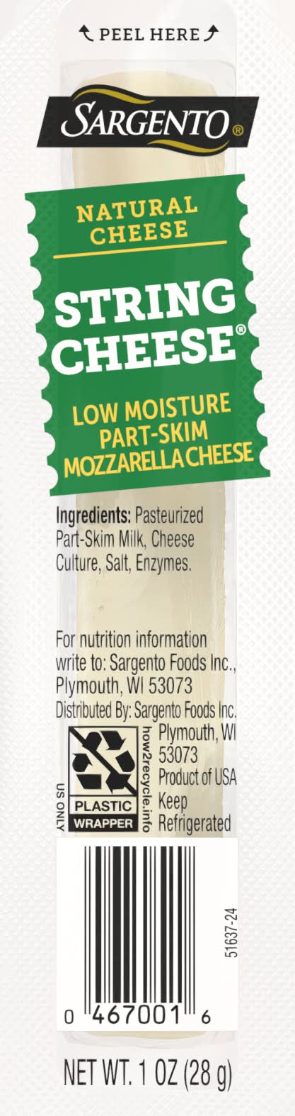 Sargento Natural Low Moisture Part Skim Mozzarella String Cheese (1 oz)
