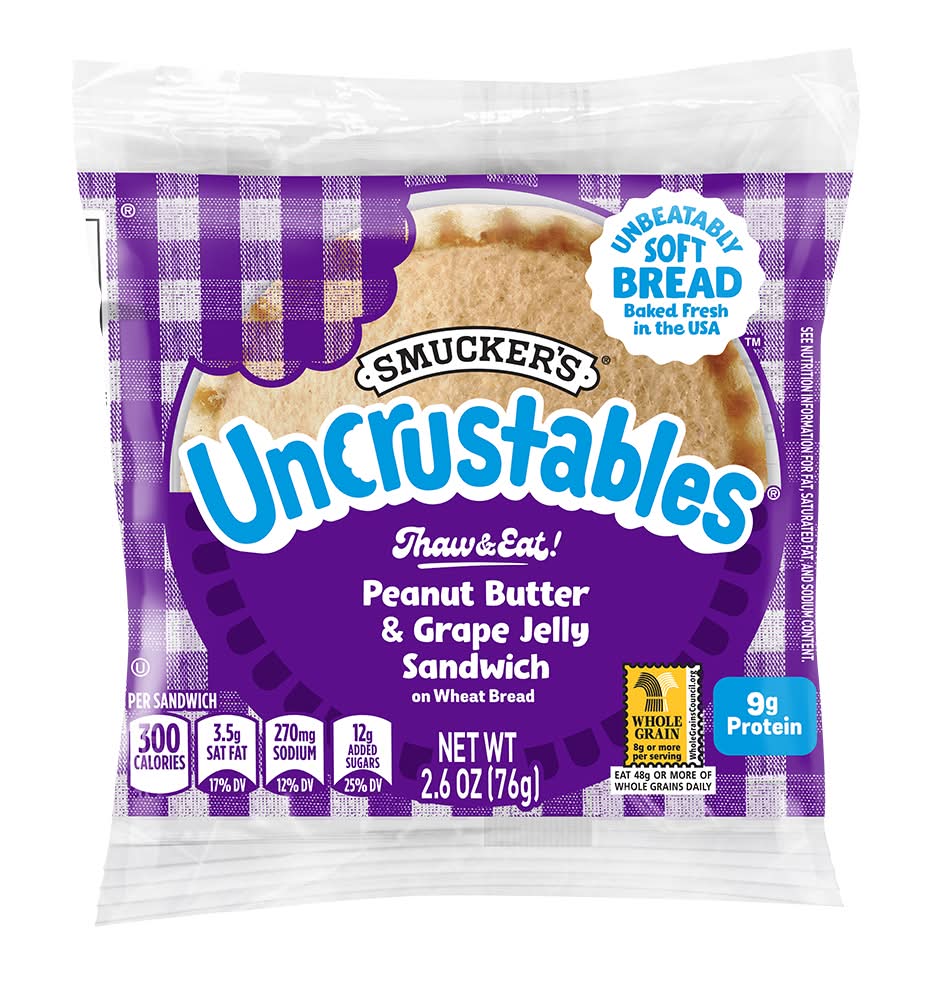 Smucker's Uncrustables Wheat Sandwich, Peanut Butter-Grape Jelly (2.6 oz)