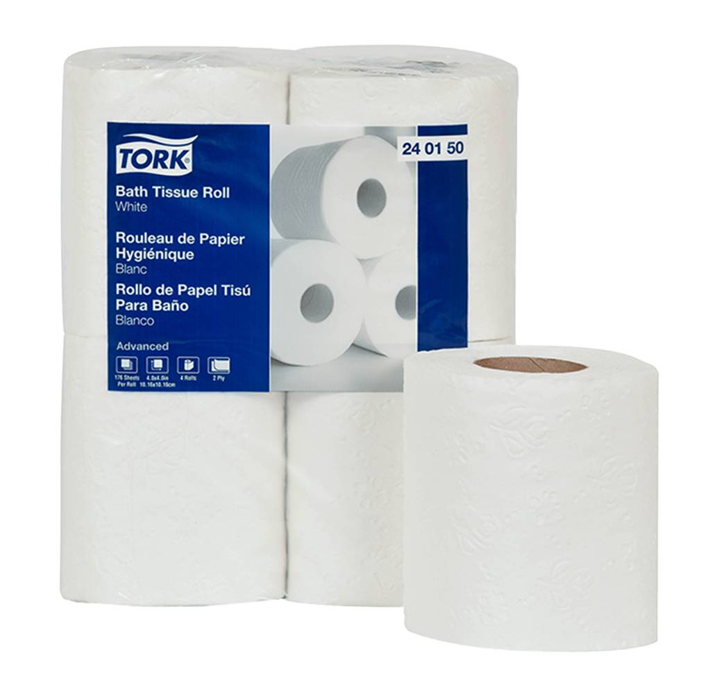 Tork 2 Ply Bath Tissue Rolls, White (4 ct)
