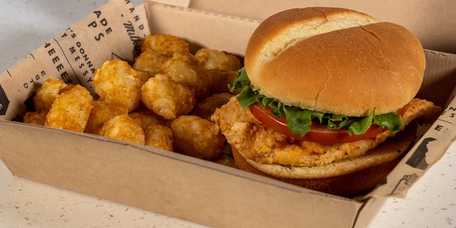 Crispy Chicken Sandwich and Tater Tots Boxed Meal