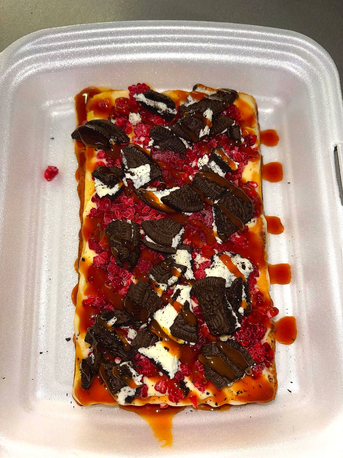 Sima gofri Vanpud/málna/Oreo/karamell öntet