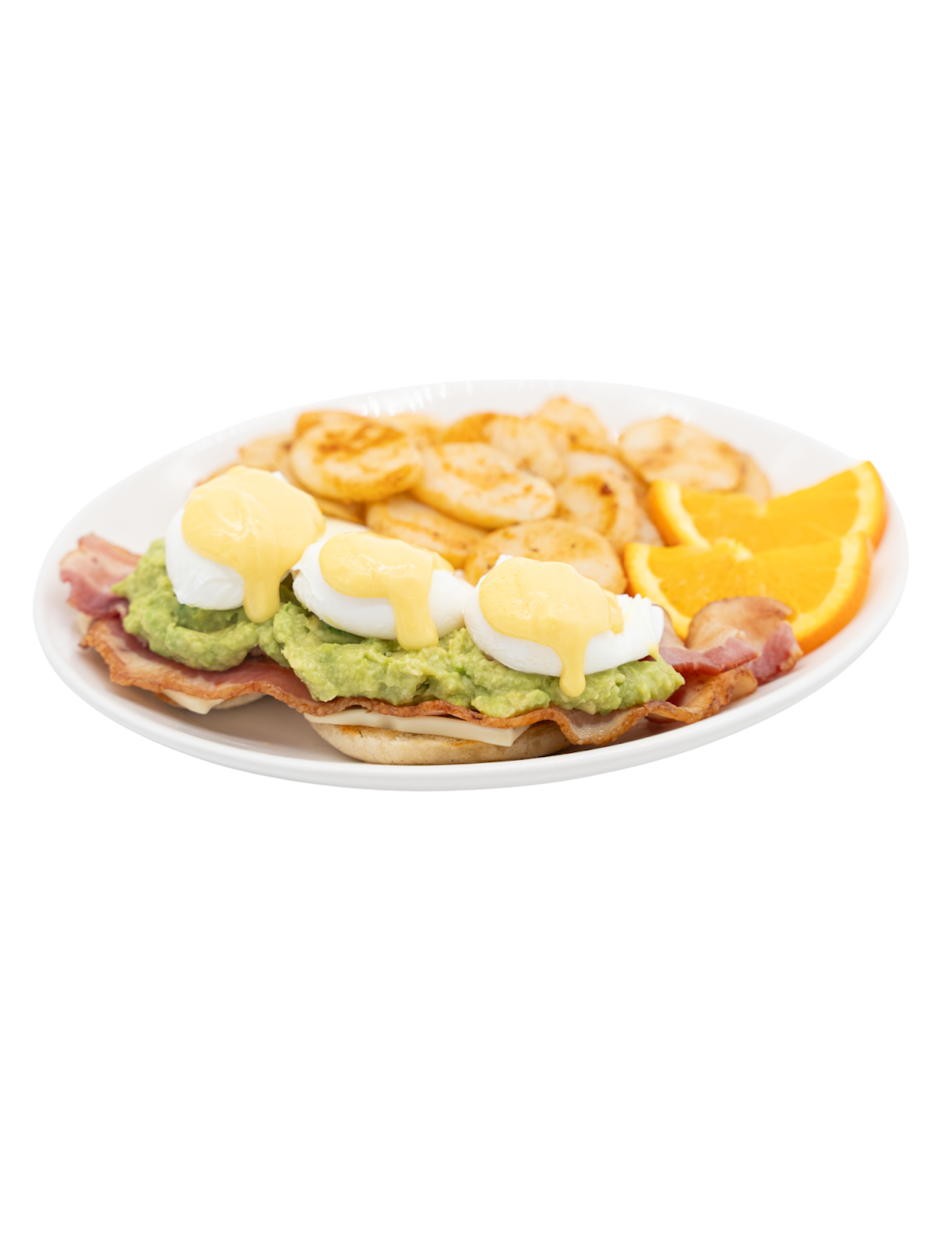 Avocado Bacon Benedict 900 Cals