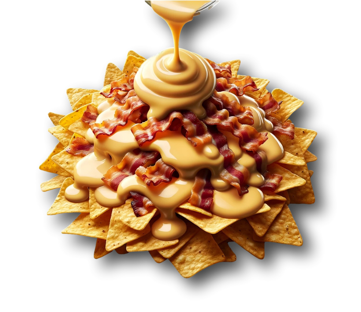 Tortilla chips, cheese and bacon