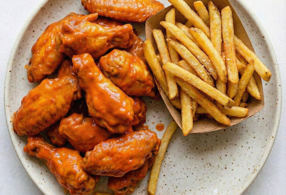 6 Alitas con Papitas Pequeñas