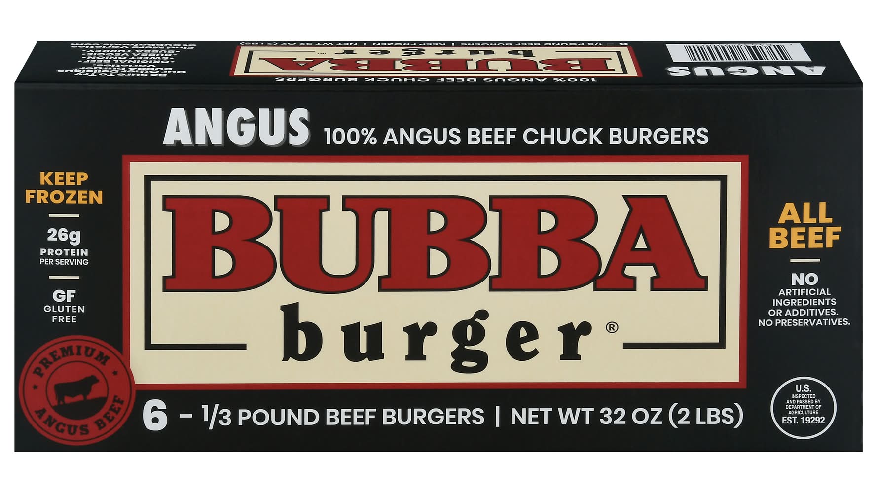 BUBBA burger 100% Angus Beef Chuck Burgers (32 oz, 6 ct)