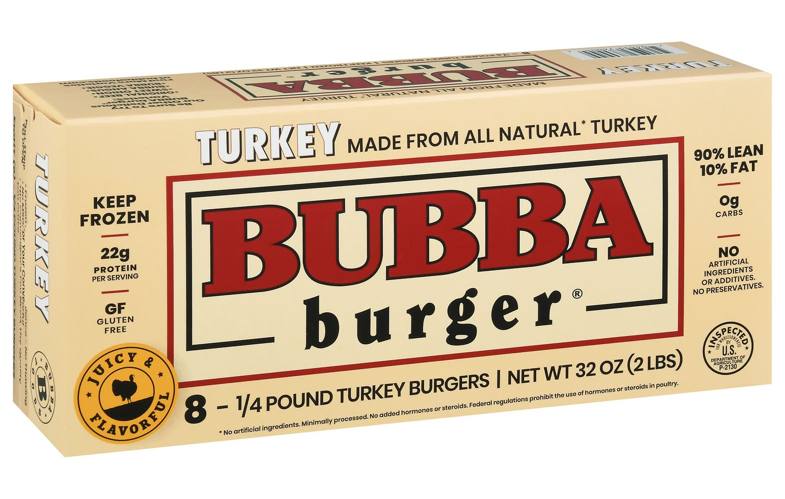 BUBBA burger Original Turkey Patties (4 oz, 8 ct)