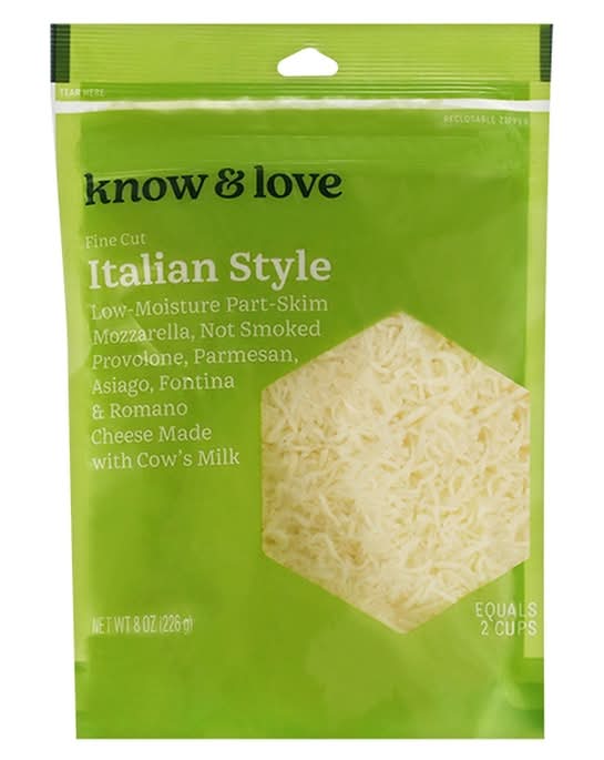 Know and Love Fine Cut Italian Style Low-Moisture Part Skim Mozzarella Cheese (8 oz)