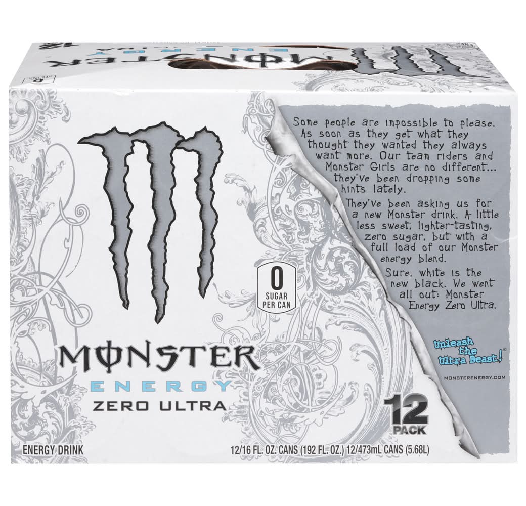 Monster Energy Zero Ultra Energy Drinks (12 x 16 fl oz)