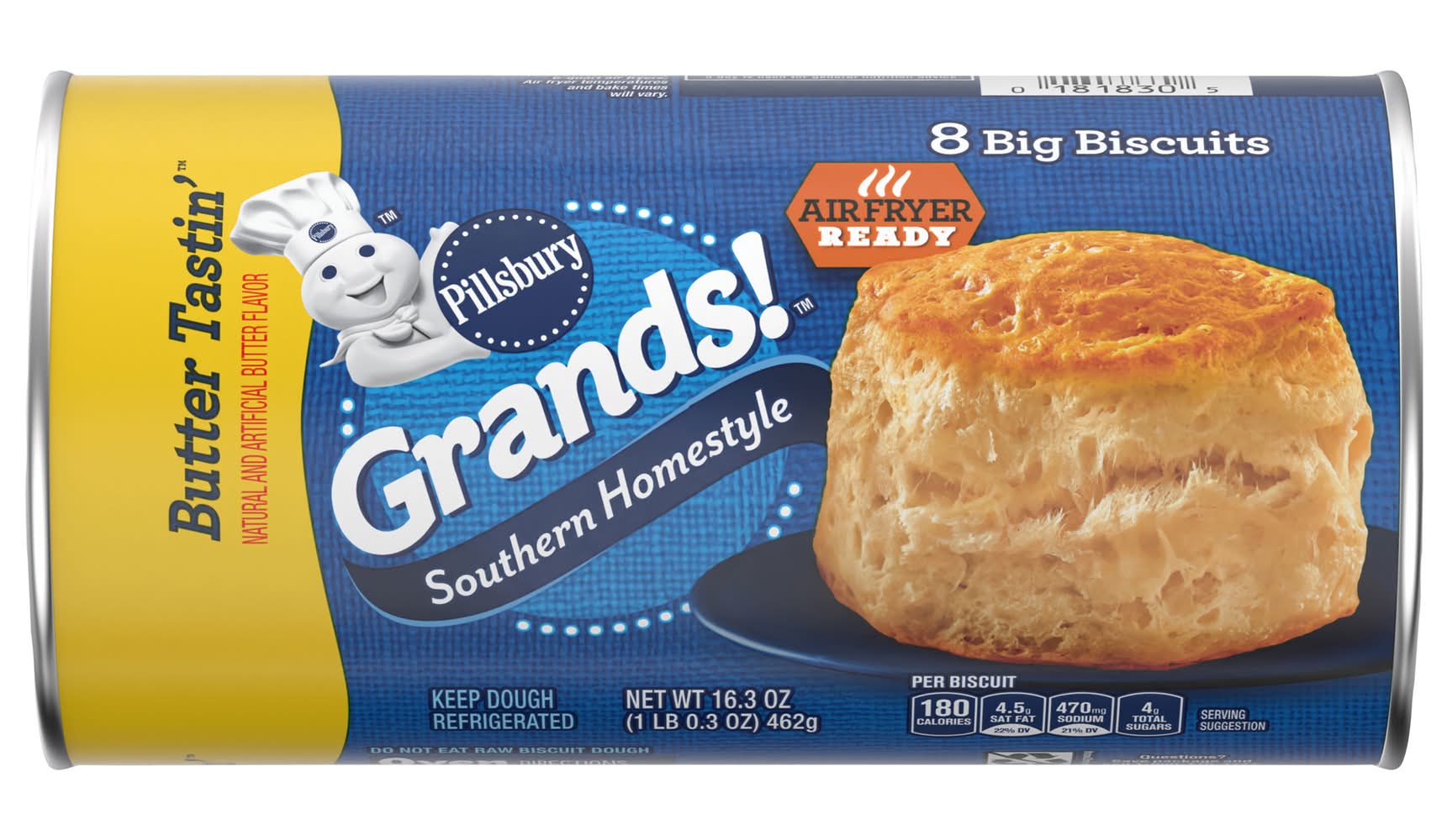 Pillsbury Grands! Southern Homestyle Biscuit Dough, Butter Tastin' (16.3 oz, 8 ct)