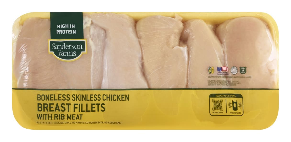 Sanderson Farms Boneless Skinless Chicken Breast Fillets With Rib Meat (4.75 lbs)