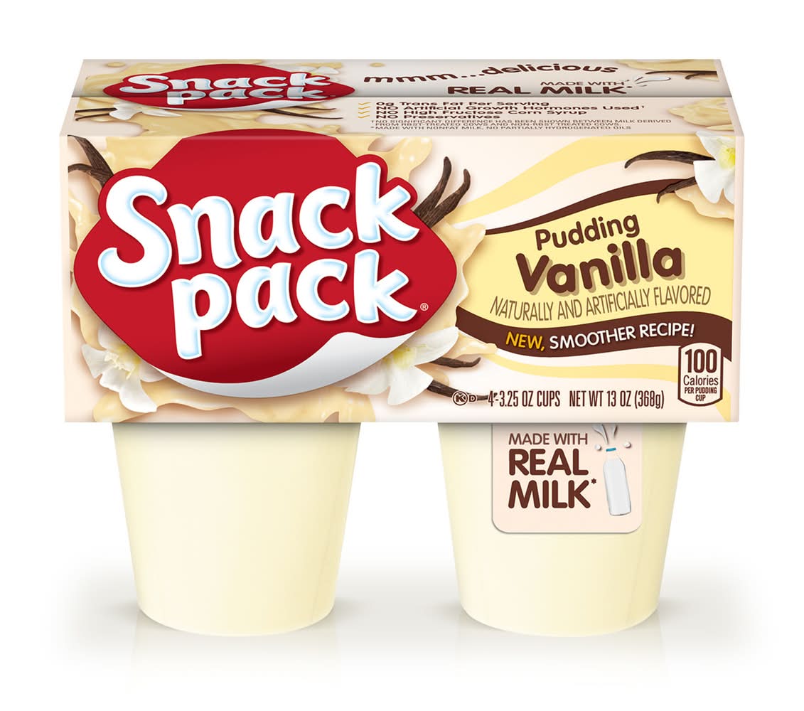 Snack Pack Real Milk Pudding Cups, Vanilla (3.25 oz, 4 ct)
