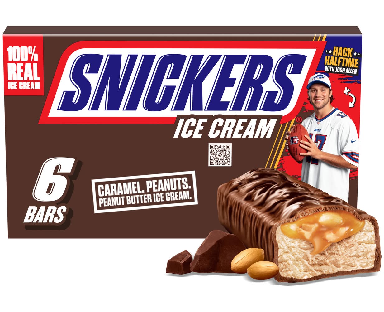 Snickers Peanut Butter Caramel Ice Cream Bars (12 fl oz, 6 ct)