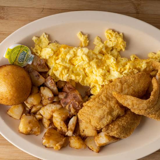 Fried Catfish Two Eggs