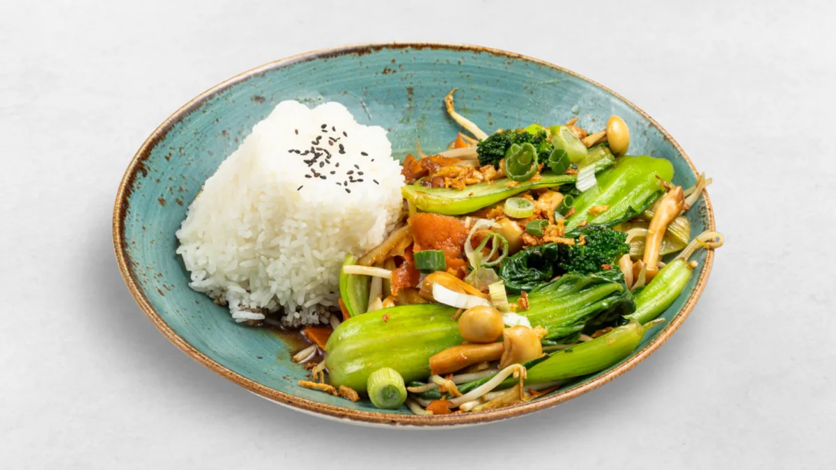 Wok Pakchoi mit Shiitake Pilze und Gemüse