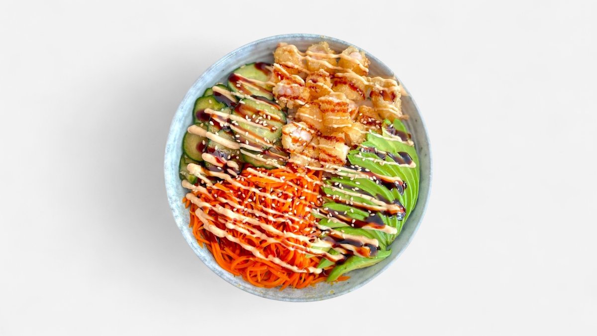 Tempura jättikatkarapu bowl