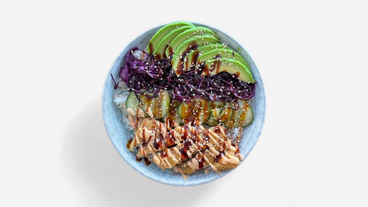 Tempura tonkatsutofu bowl