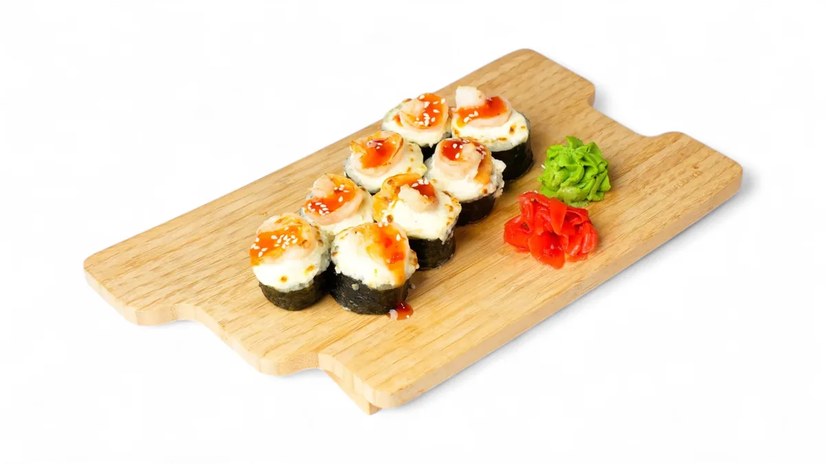 Baked roll with shrimp