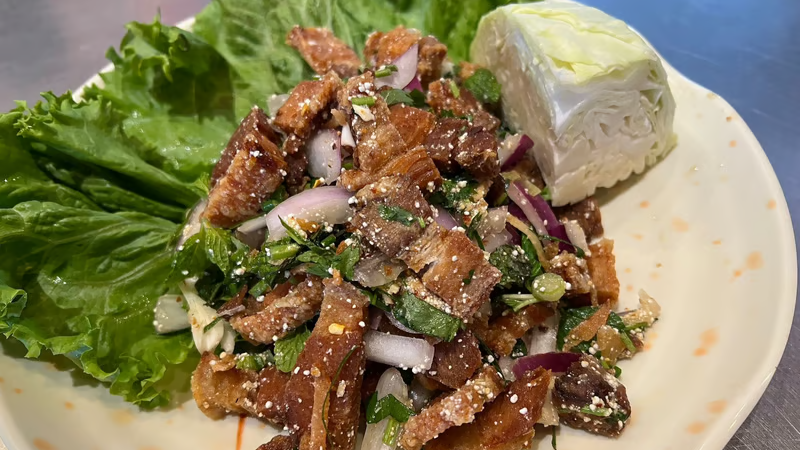 036. Larb Crispy Pork Belly Salad